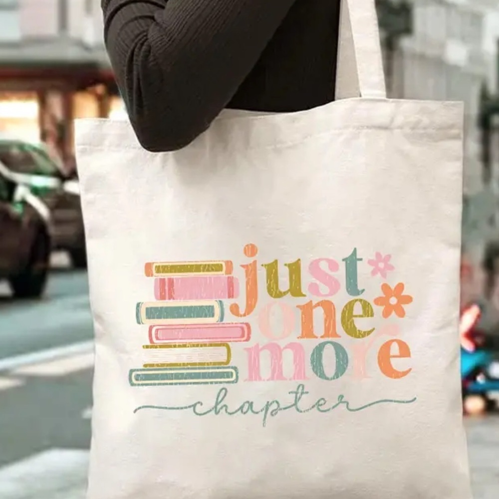 “Just one more chapter” colorful tote. - Picture 2 of 2